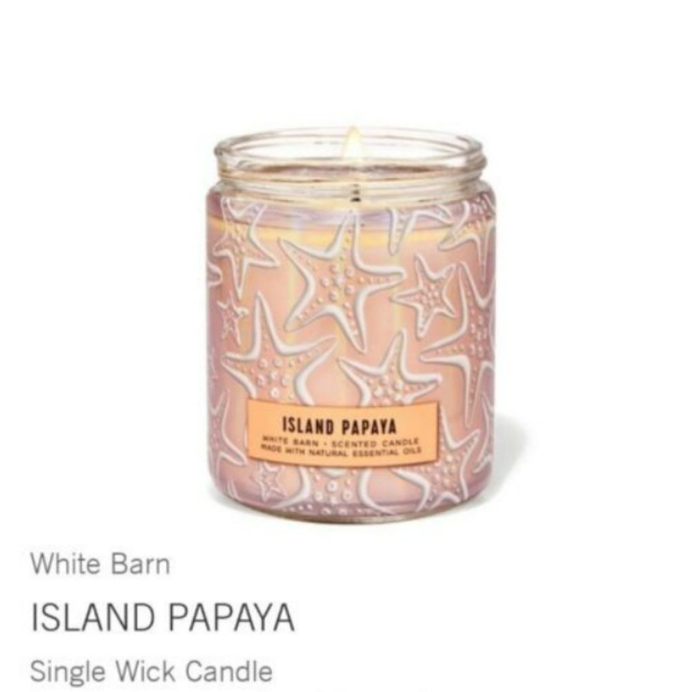 Bath & Body Works ISLAND PAPAYA Single Wick Candle 7 Ounces 198 Grams